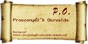 Proszonyák Oszvalda névjegykártya